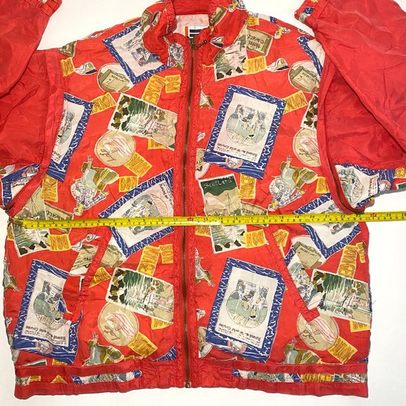 Vintage EVR Div Rousso Apparel Group Red Silk Print Quilted Sleeves Jacket Sz M - Picture 9 of 11
